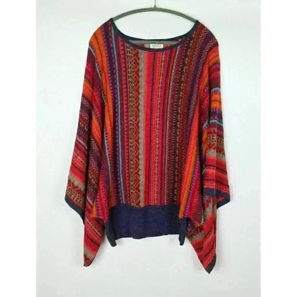 Novica Peruvian Boho Knit Drape Sweater Multicolor Acrylic/Alpaca Size L/XL. #55 - Picture 3 of 6